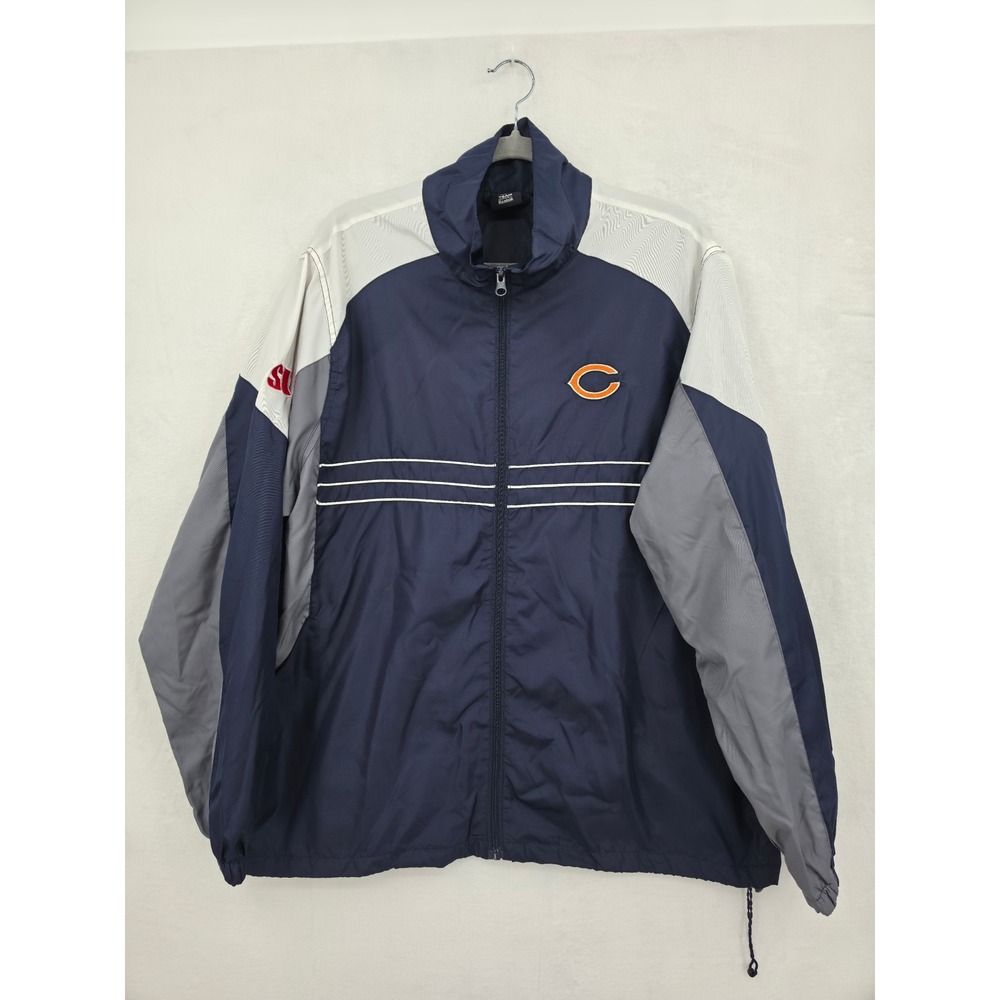 Reebok NFL Chicago Bears Sports Illustrated Windbreaker Jacket Mens Large Zip